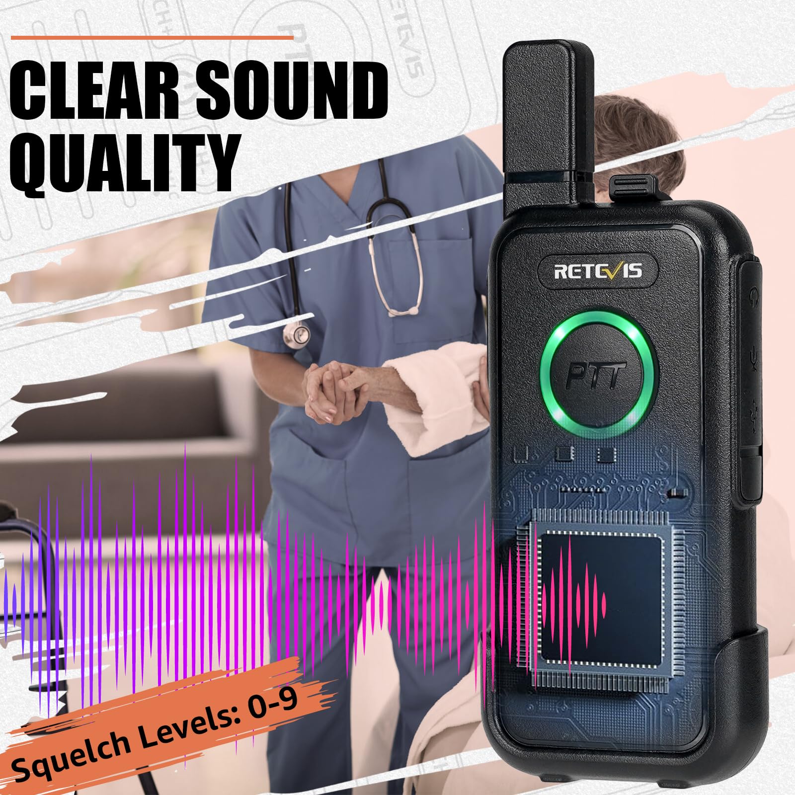 Retevis RB645 Walkie Talkie for Adults,PMR446 2 Way Radios with Dual PTT Simple Version, USB-C Charging, Vox - Image 3