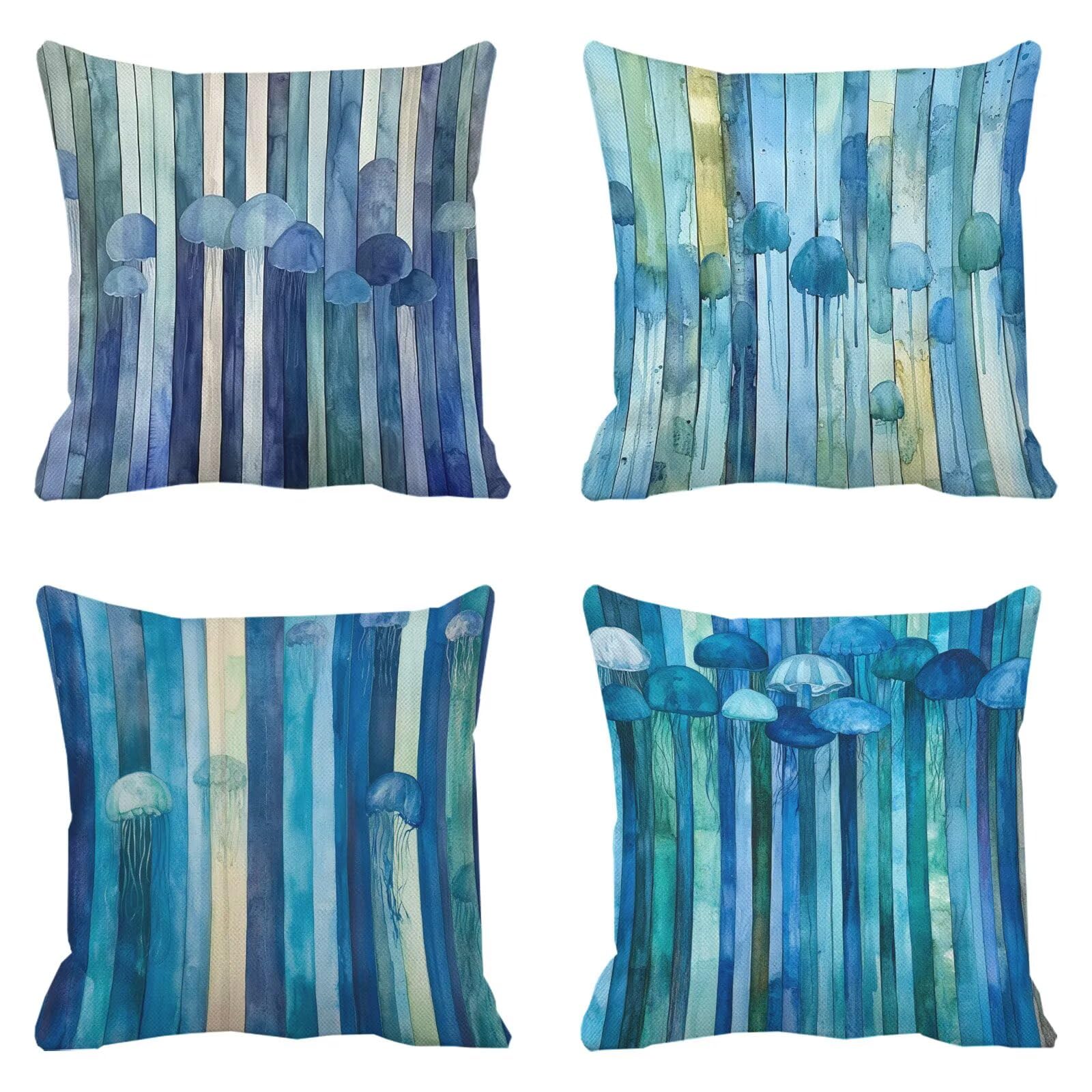 Housse de coussin imprimé lin bleu de qualité supérieure pour lit et chaise