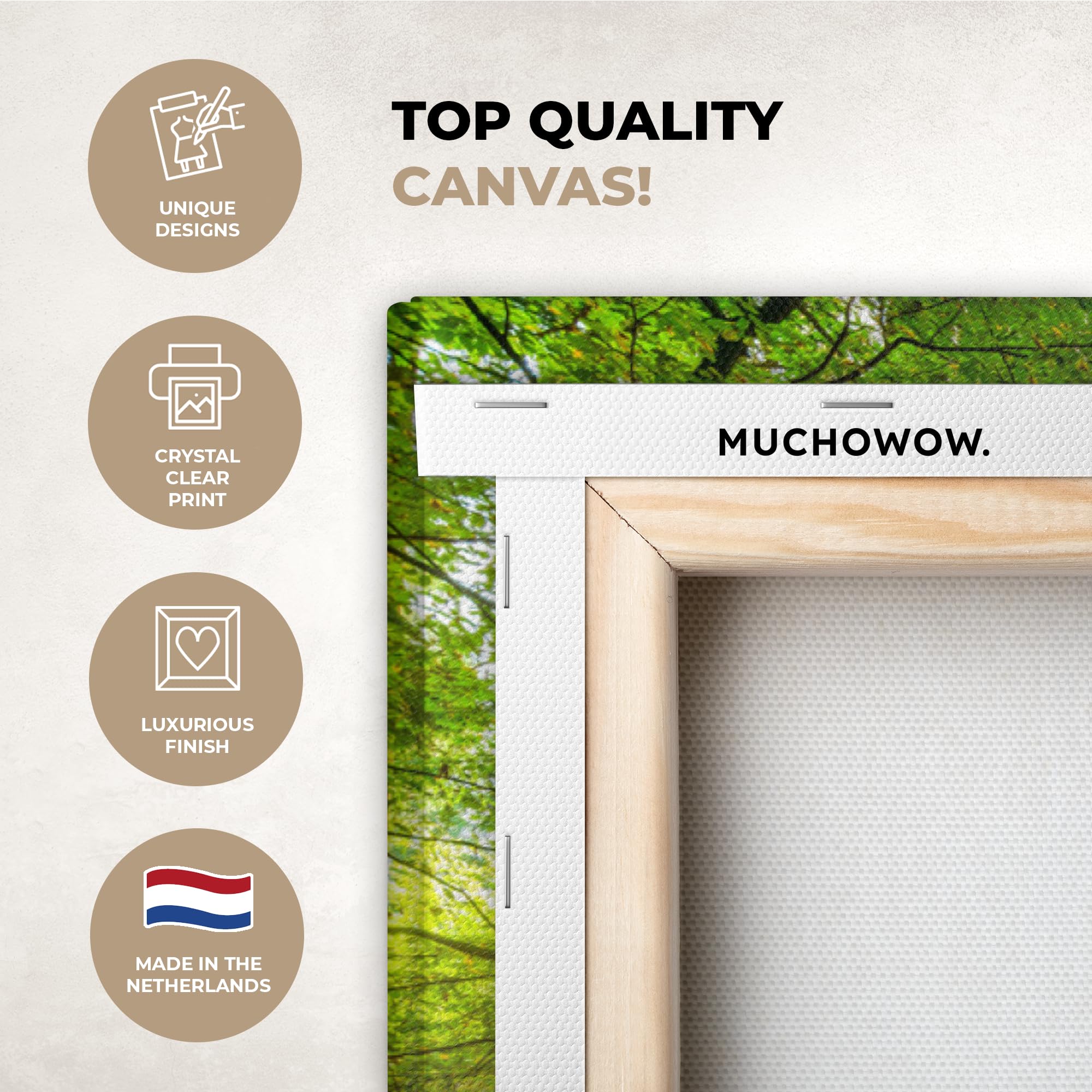 MuchoWow© Impression sur Toile Decoration Murale Peinture 120x80 cm Tableaux Decoratifs Muraux Décoration Chambre Forêt - Paysage - Eau - Arbre - Soleil - Vert - Nature