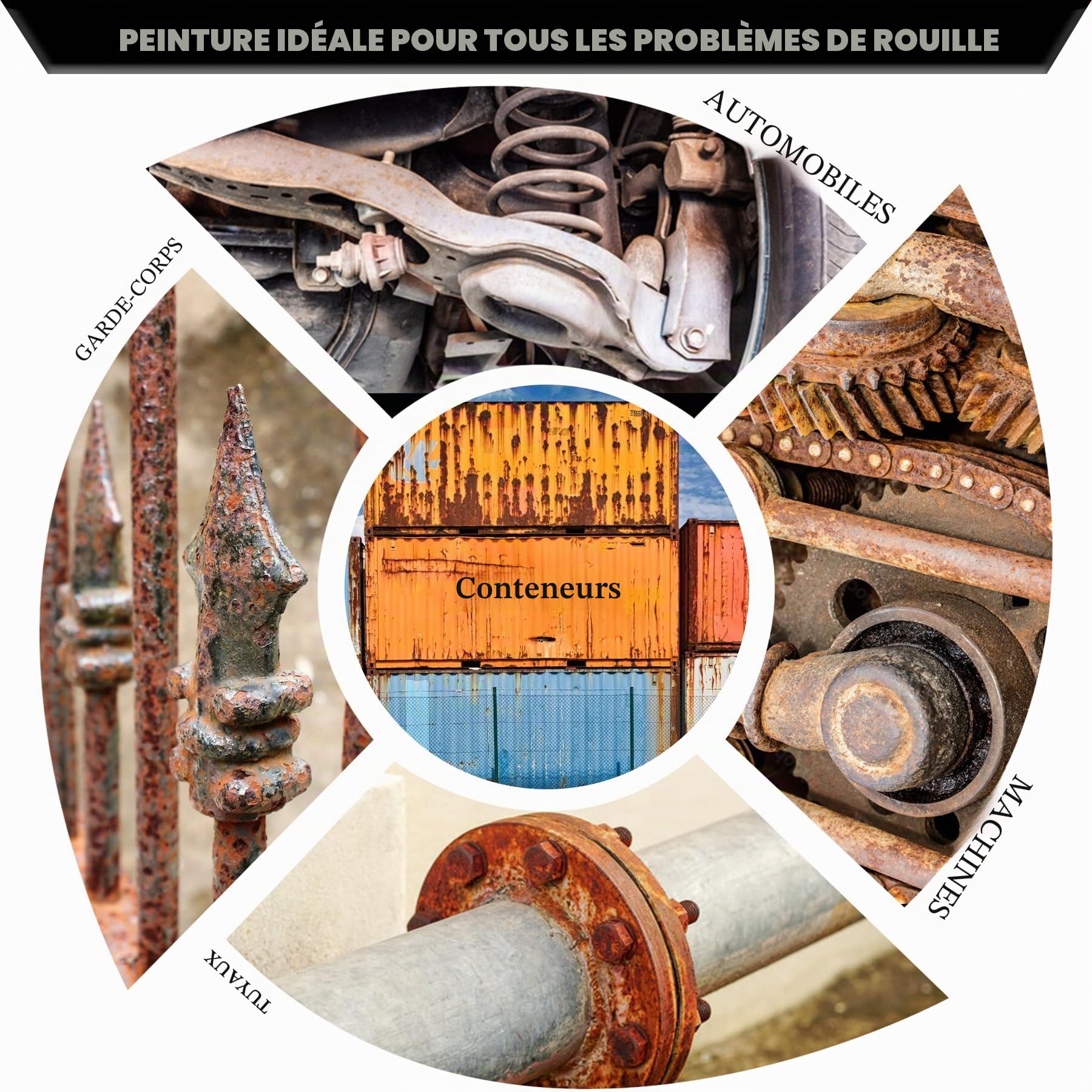 Convertisseur de Rouille 940ml - Peinture Anti-Rouille à Base d'Eau pour Métaux - Transforme la Rouille en Protection Durable - Revêtement Noir Semi-Brillant - Facile à Appliquer - Anti-Corrosion