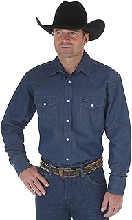 Men's Cowboy Cut Western Two Pocket Long Sleeve Snap Work Shirt-Firm Finish - coolthings.us