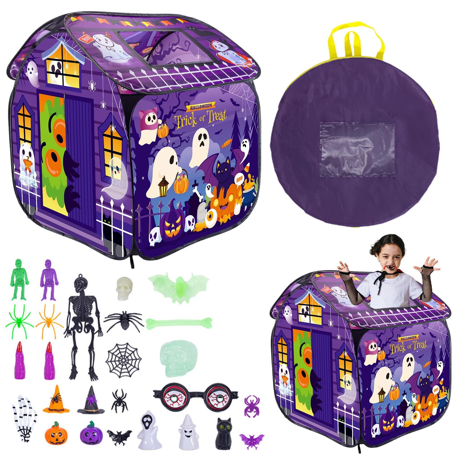 Playhouse für - Spielzelt für Halloween, Innenzelt für Halloween | Belüftetes Spielhaus für Kleinkinder mit Tür, faltbarer und belüfteter Spielplatz für