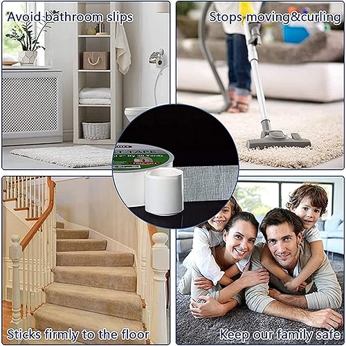 Miniatura 6 de YYXLIFE Cinta adhesiva de doble cara para alfombras de área, extraíble, multiusos, para suelos de madera dura, alfombras de exteriores, 2 pulgadas x