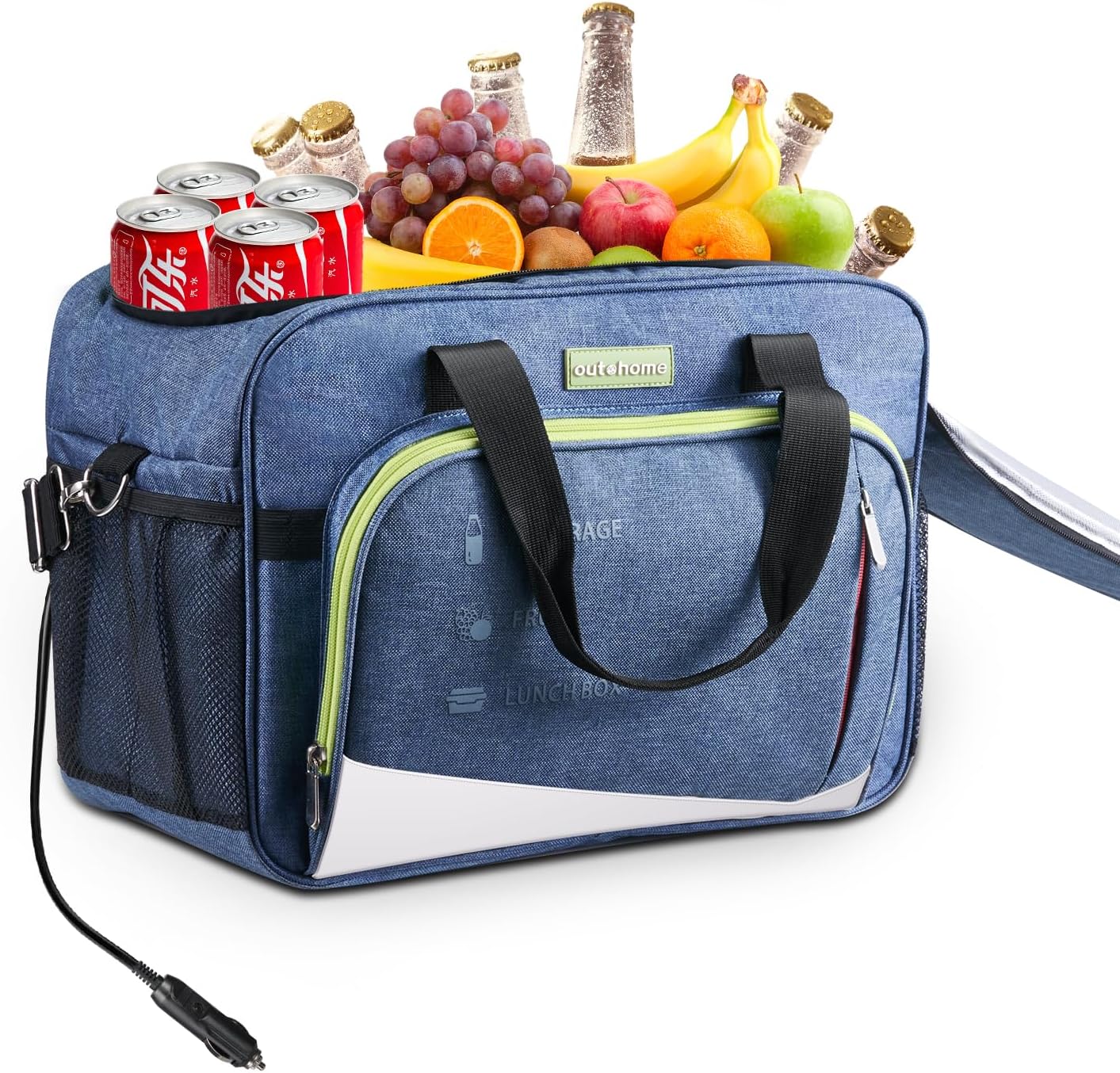 26Qt 12V Portable Car Cooler Bag，Warmer Handbag，Iceless Electric Fridge for Vehicles,DC Powered, 25L Insulated Lunch Bag for Family Outings, Camping, Travel, Truck Drivers,Road Trips