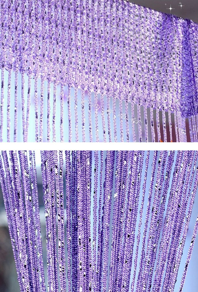 AMSS2 Panels Glitter Tassel String Curtain Panel Door Window Room Divider 1m Width 2m Drop 9 Colours (Purple)