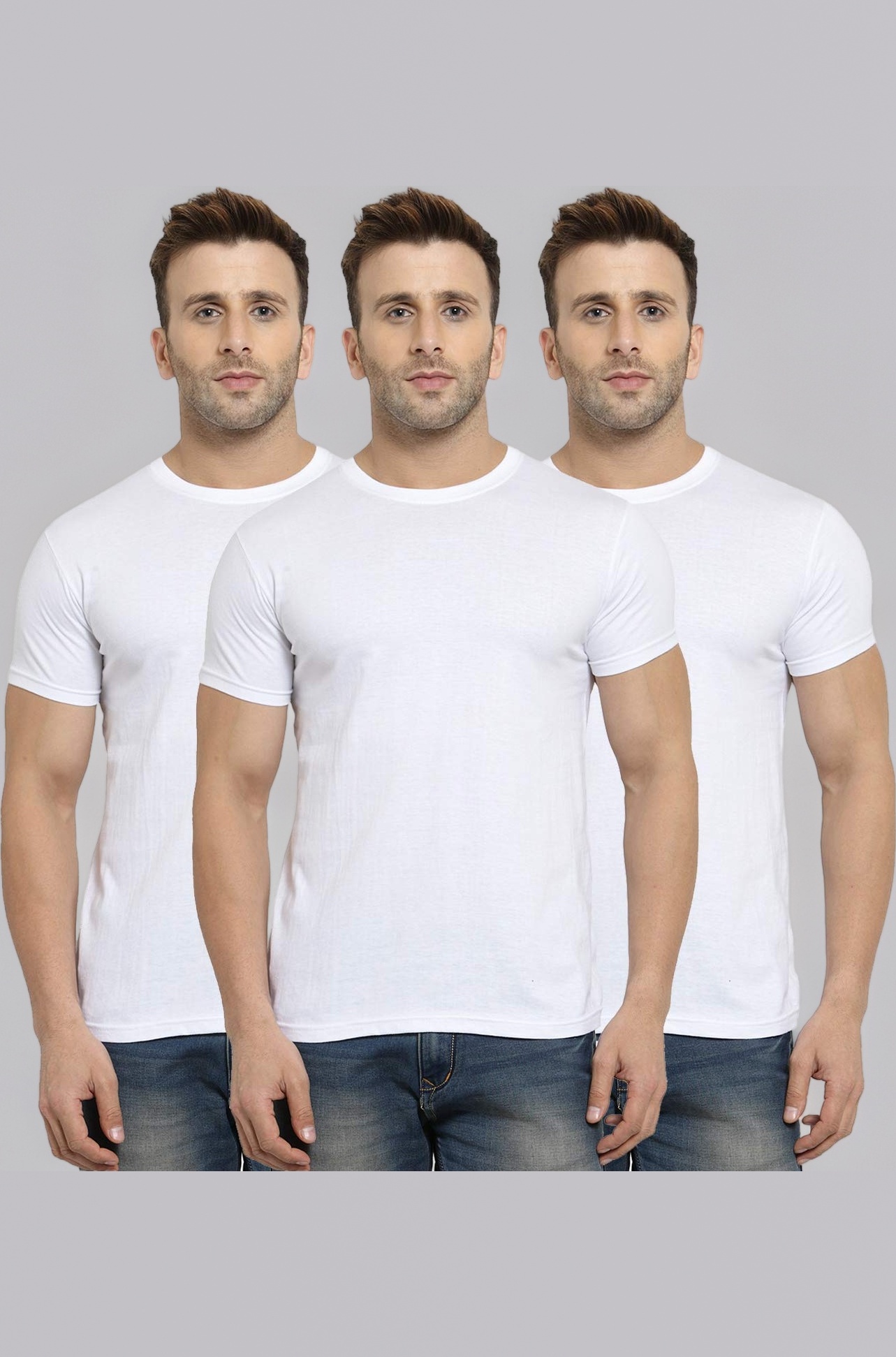Men's Cotton Regular Fit T-Shirt (Pack of 3)