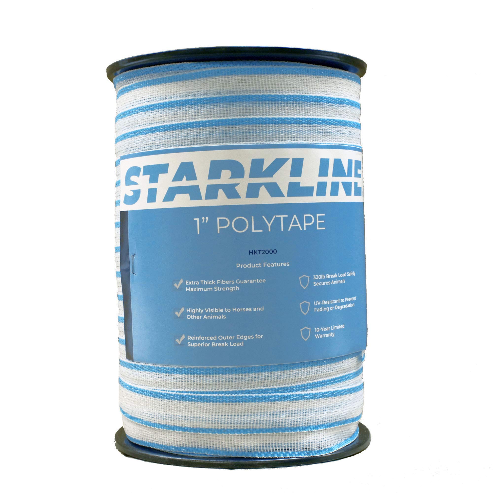 Starkline 1" Electric Fence Polytape 656' Equine Horse Livestock Electric Fencing White/Blue