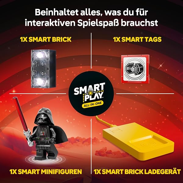 LEGO Star Wars 75421 SMART Play: Darth Vaders TIE Fighter - Interaktives All-in-1 Spielset mit SMART Brick, Tag, Minifigur & Ladegerät - Geschenk für Jungen, Mädchen ab 8 Jahren und Erwachsene Fans - 3
