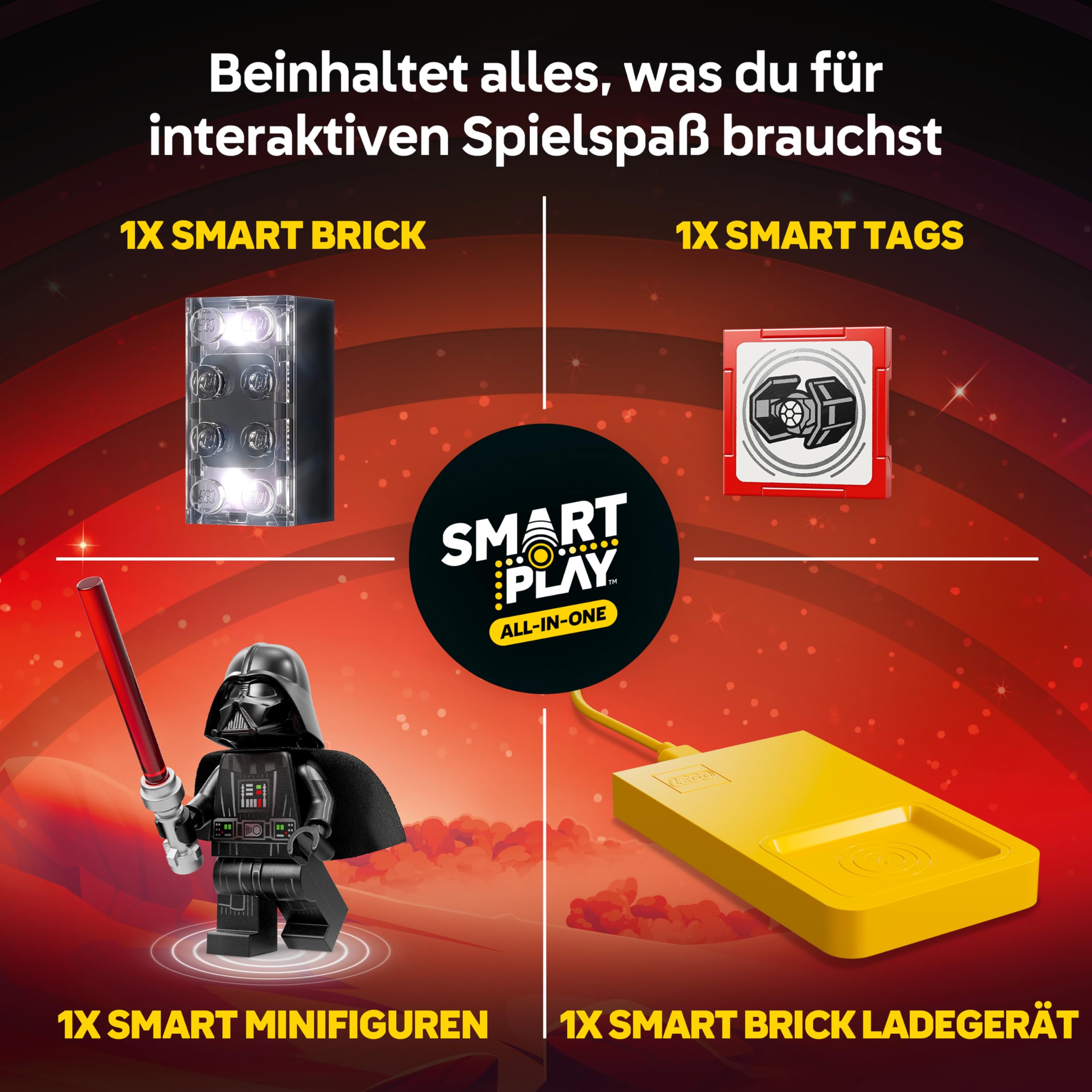 LEGO Star Wars 75421 SMART Play: Darth Vaders TIE Fighter - Interaktives All-in-1 Spielset mit SMART Brick, Tag, Minifigur & Ladegerät - Geschenk für Jungen, Mädchen ab 8 Jahren und Erwachsene Fans