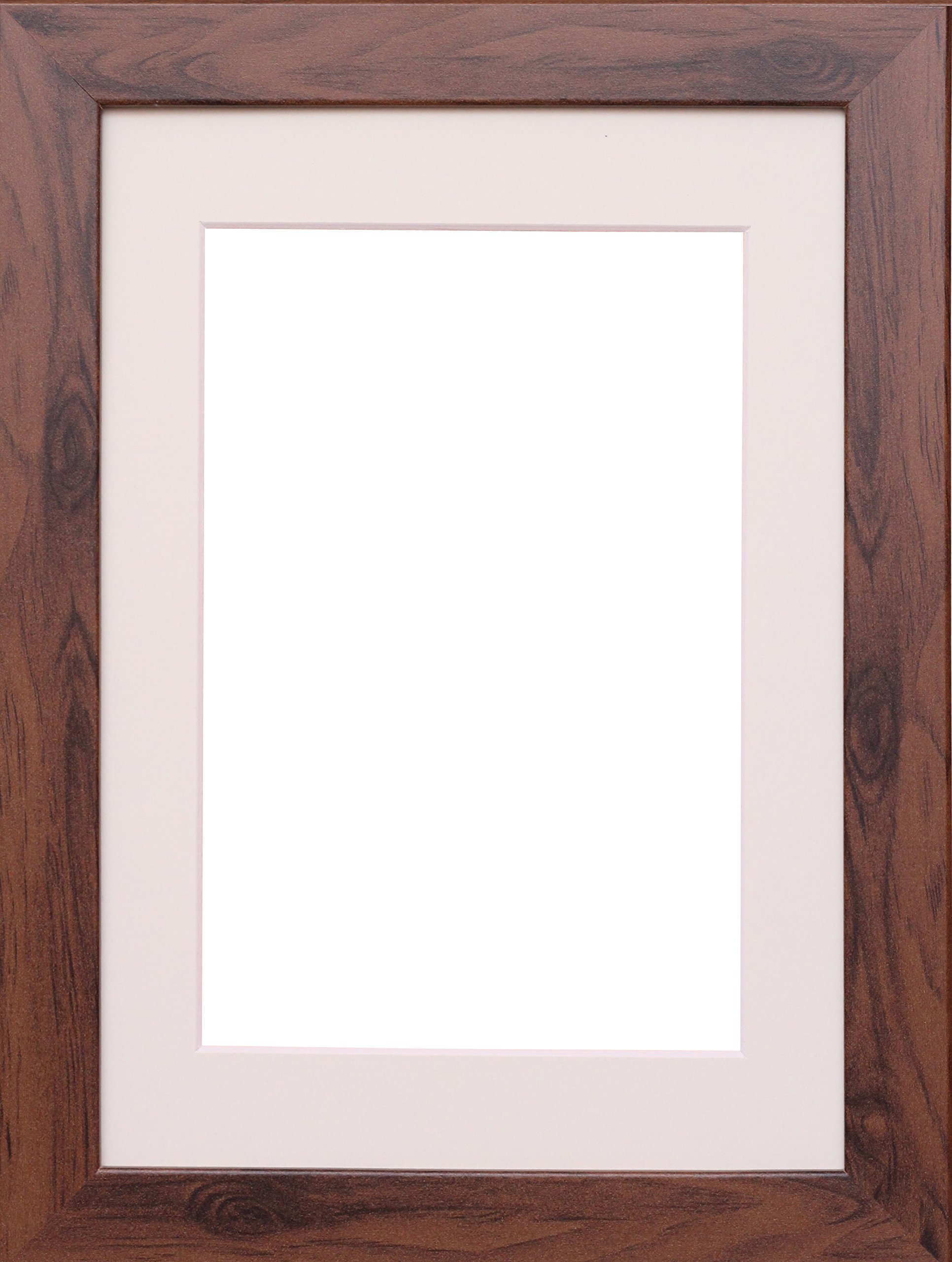 Oak Darkoak Plum Mahogany Flat Wooden Effect Photo Picture Frame Poster Frames With Ivory Mount (14"x11" for Picture Size A4, Dark Oak)