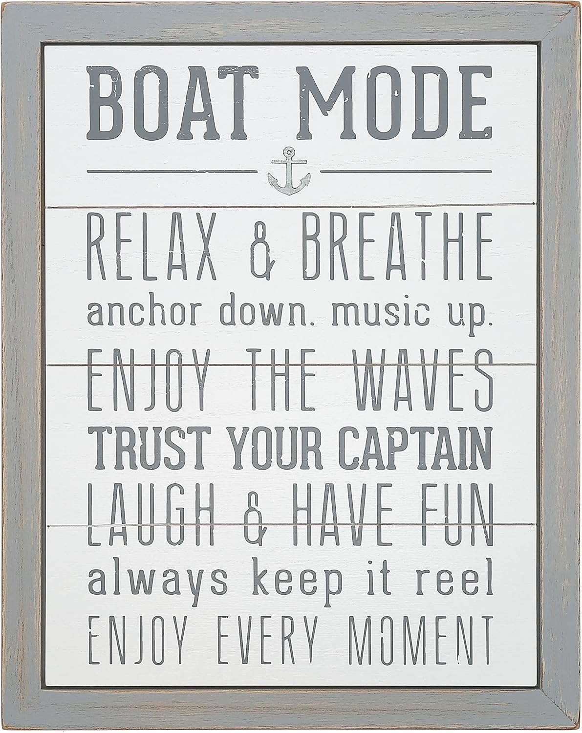 Pavilion Gift Company - Boat Mode - Boat House Décor for the Home, Hanging Nautical Wall Décor Lake Sign, 1 Count (Pack of 1), 12 x 15 inches
