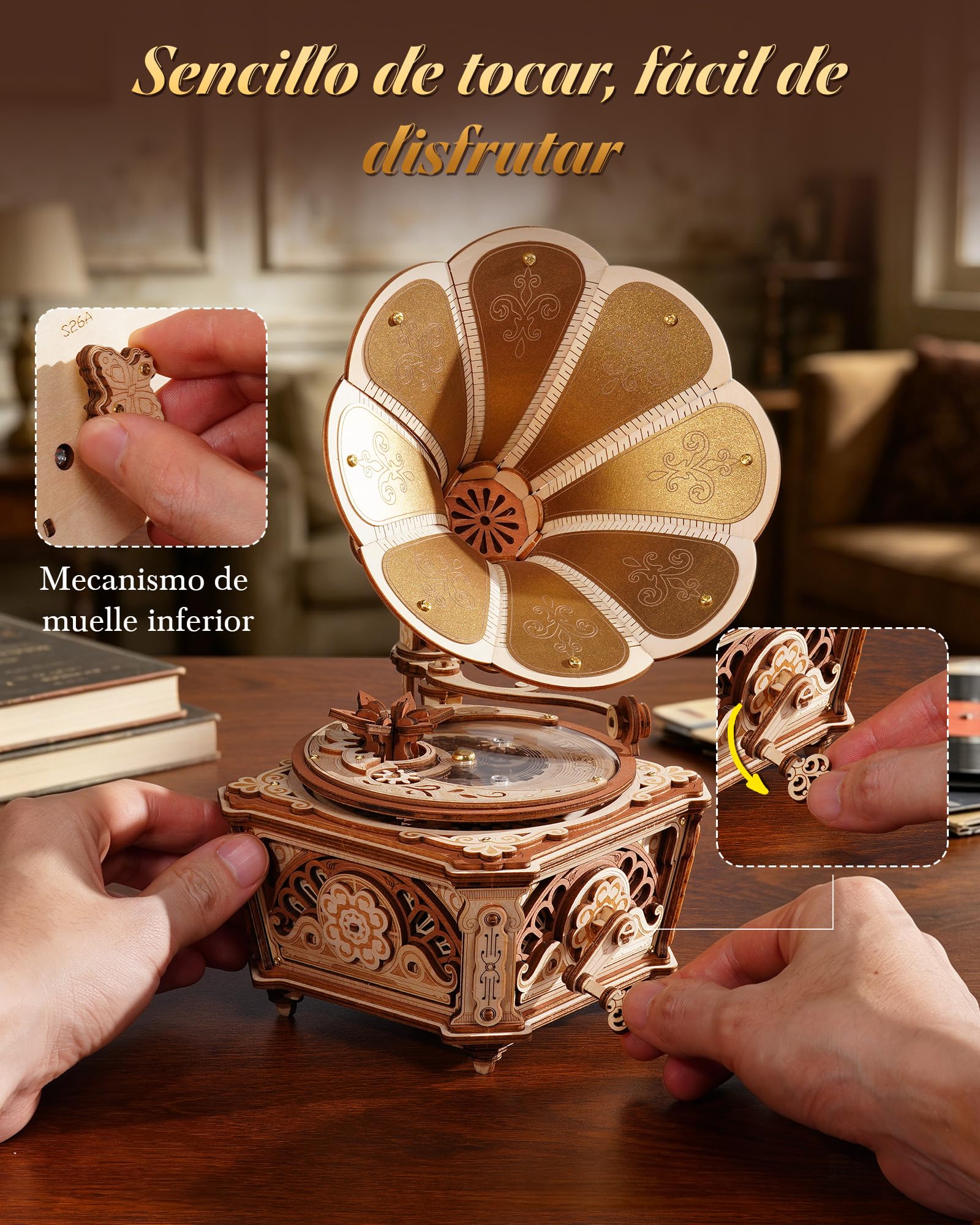 ROKR Puzzle 3D Madera,Diva Gramophone Caja de Música Maquetas para Construir Adultos,Regalo DIY para Adolescentes Y Adultos