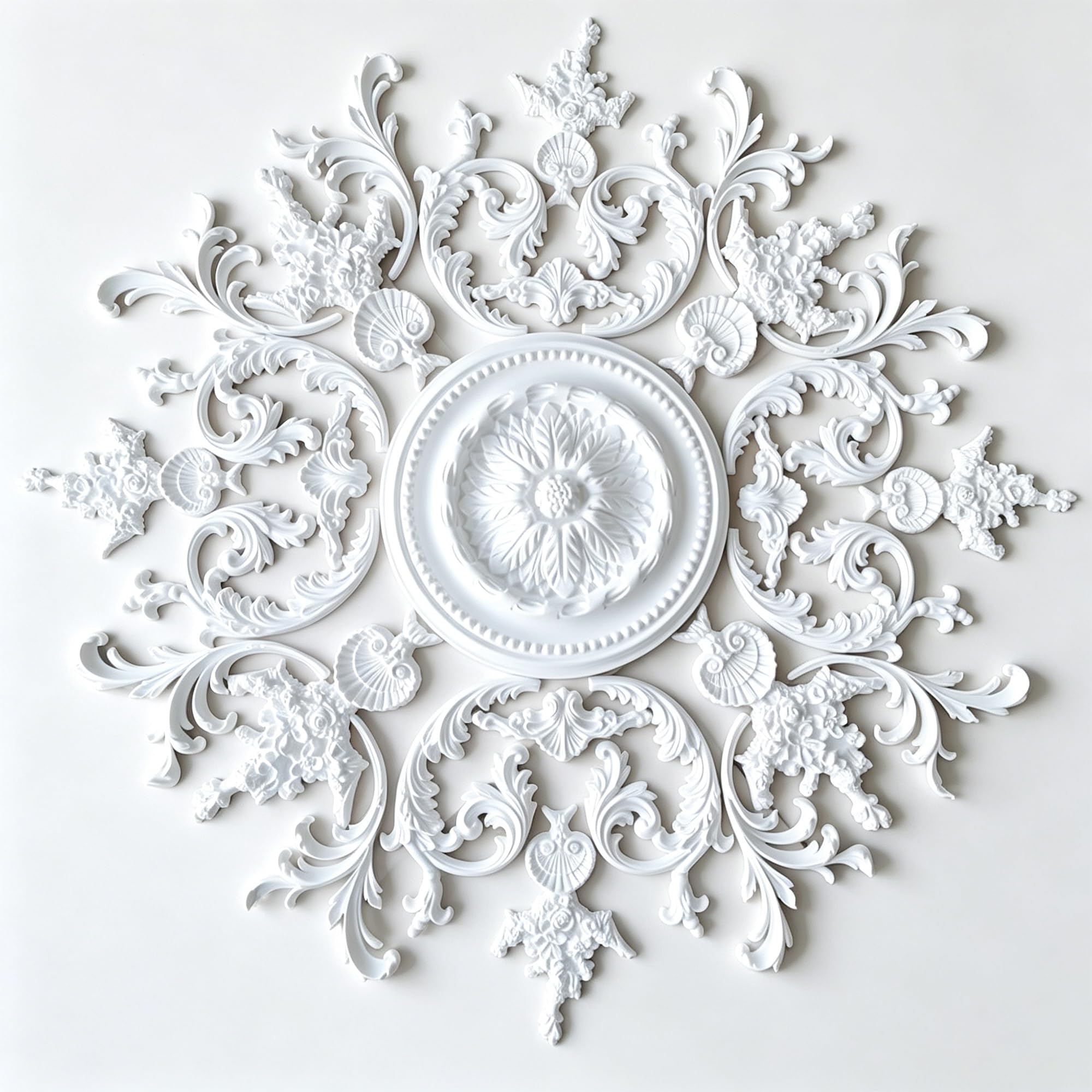 122cm Rosone Lampadario Soffitto Bianco Polistirolo Decorativo | Medaglione del Ventilatore Rotonda Moderno per Pareti Portalampada