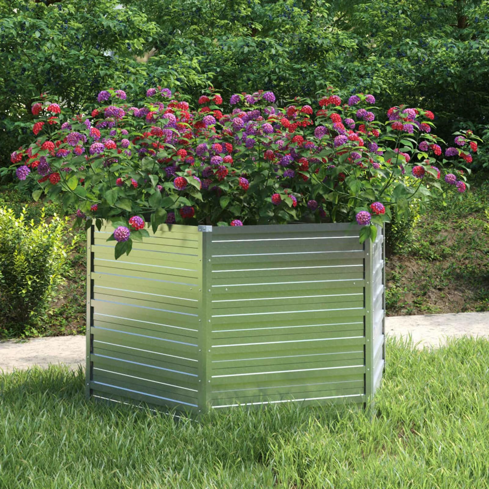 Arriate, Mesa De Cultivo, Huerto Domestico, Cultivo De Plantas Aromaticas, Arriate De Jardín, de Acero galvanizado Plateado 129x77 cm
