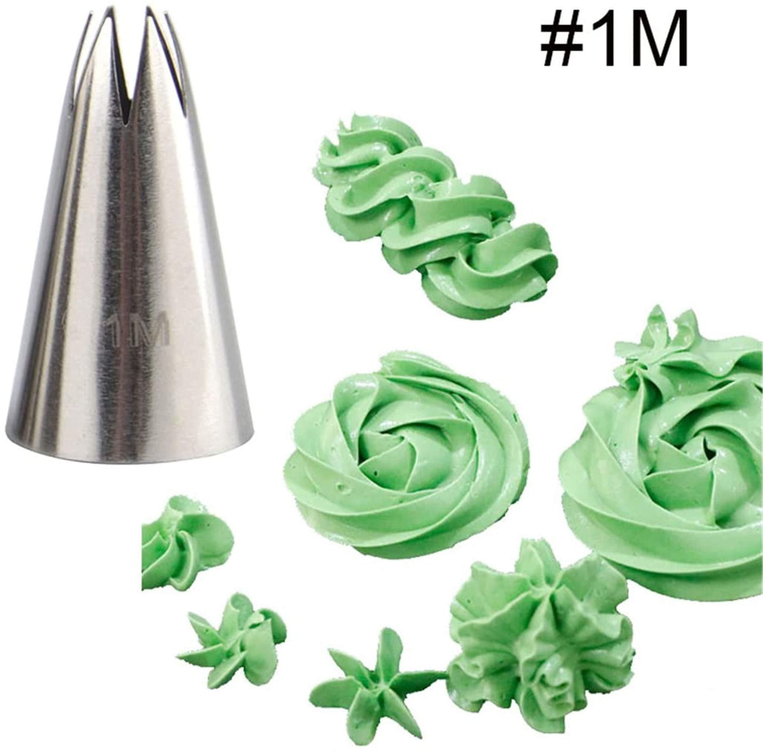 UTD Pastry Bag 100 Pcs Medium 12.5 Inch Disposable Pastry Decorating Bags, an 1M and 2D Big Size Cream Cake Icing Piping Nozzles Pastry Tips Fondant Cake Decorating Tip Stainless Steel Nozzle Baking 1