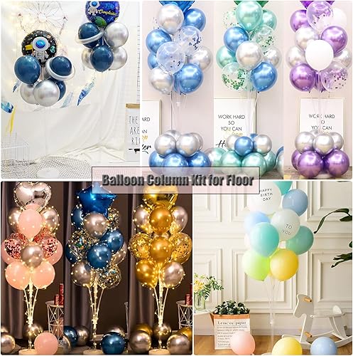 Miniatura 41 de Kit de columna de globos para piso, juego de 2, decoración de fondo de torre de globos con soporte, base y poste para bodas, baby shower, fiesta