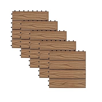 Kinora Deck Panel Natural Teak | Wooden Flooring | Waterproof and Slip-Resistant | Suitable for Indoor & Outdoor Flooring, Decks, Patios, Pathways, Baths, Pools (5 Piece)