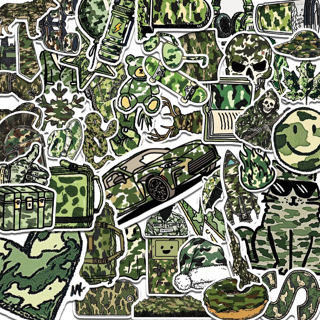 Calcomanías de camuflaje para botellas de agua y portátiles, pack de 100 unidades 1