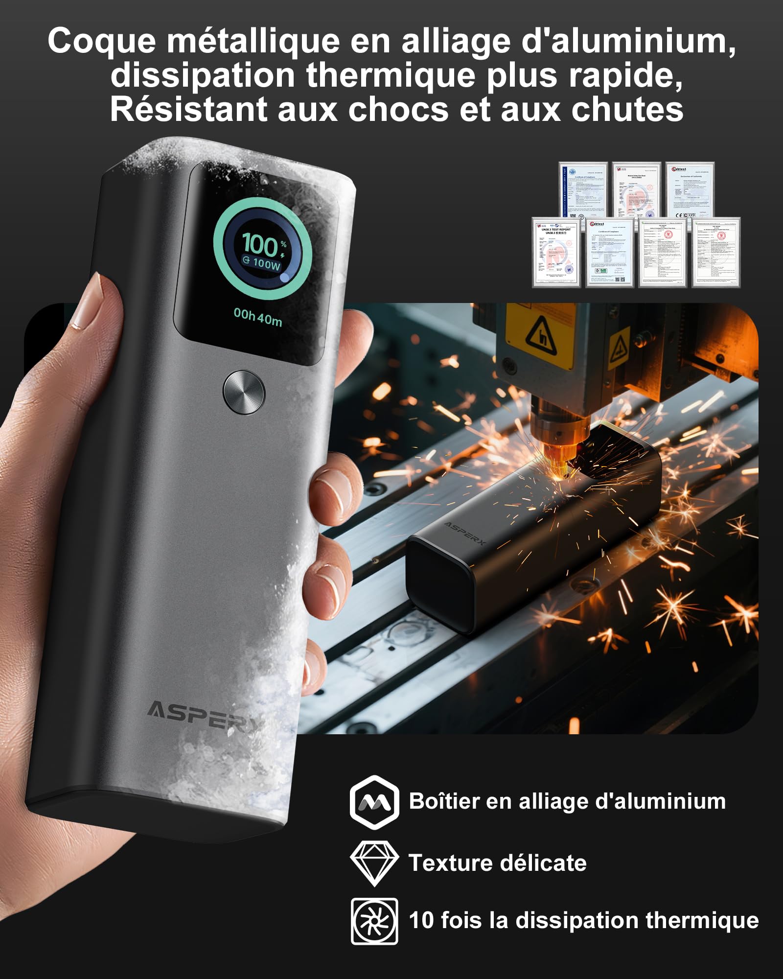 100W 20000mAh Batterie Externe pour Ordinateur Portable iPhone