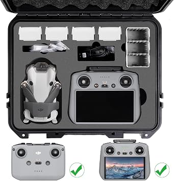 Hard Case for DJI Mini 4 Pro, Waterproof Carrying Case with Strap Fits For All DJI Mini 4 Pro Fly More Combo Drone Accessories Compatible with RC2/RC/N1/N2 Controller