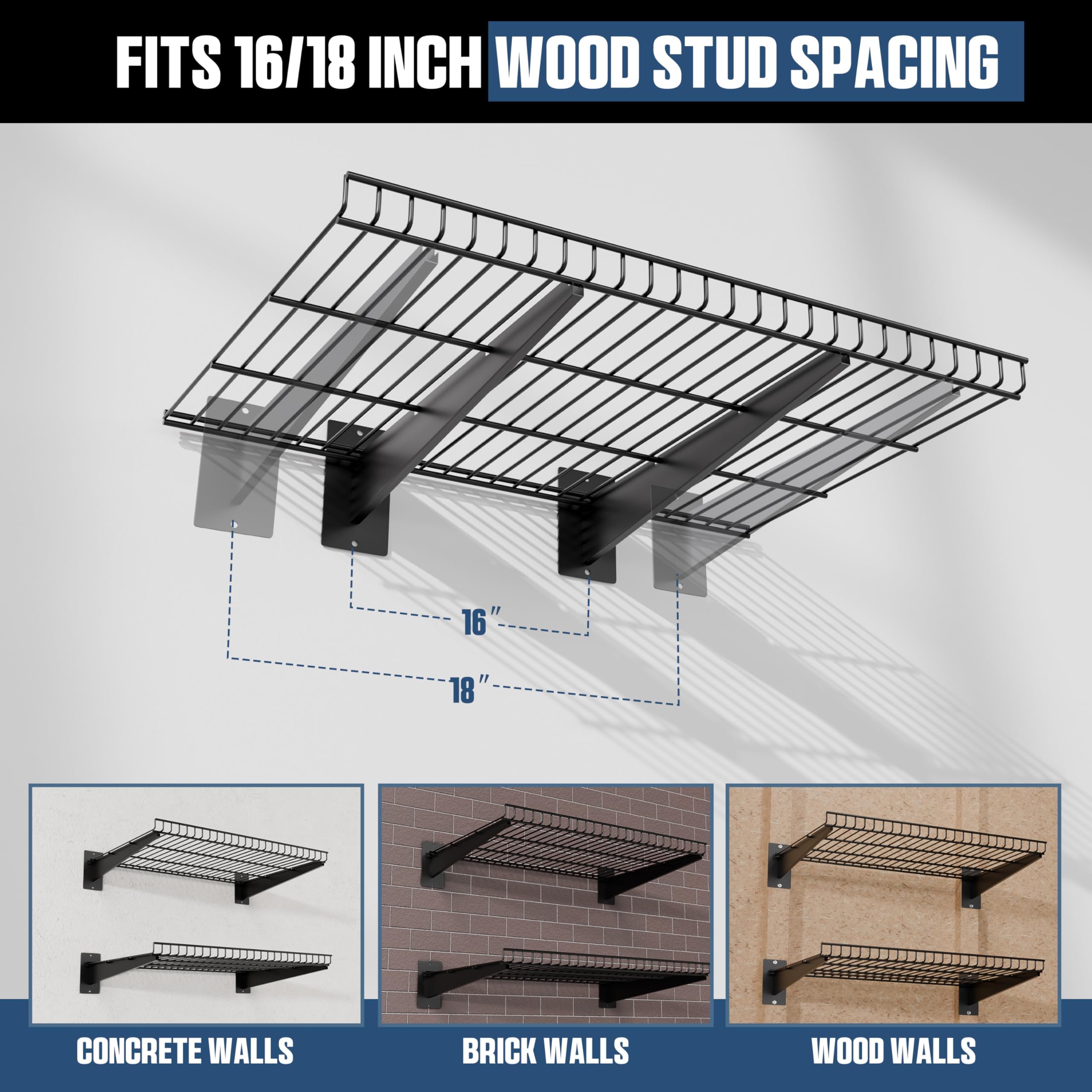 Garage Wall Shelving - 2 Pack, Black -7