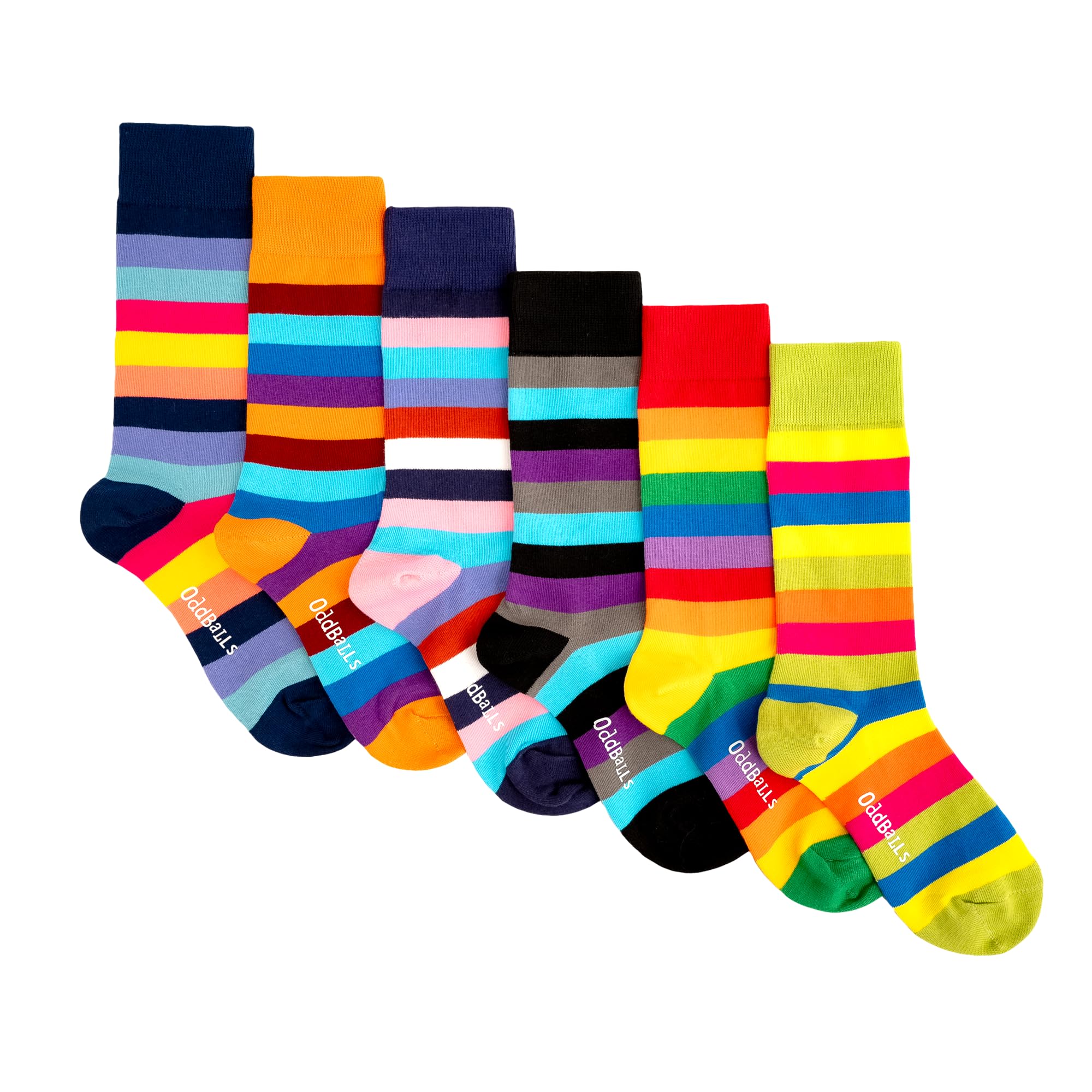 Oddballs Men's Multi Stripes Bundle 6 Pack Sock Bundle Size 7-10