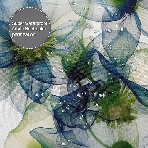 Miniatura 4 de YLATY2774 - Cortina de ducha de flores abstractas para baño, juego de cortina de ducha bohemia floral azul y verde, tela transparente, moderna,