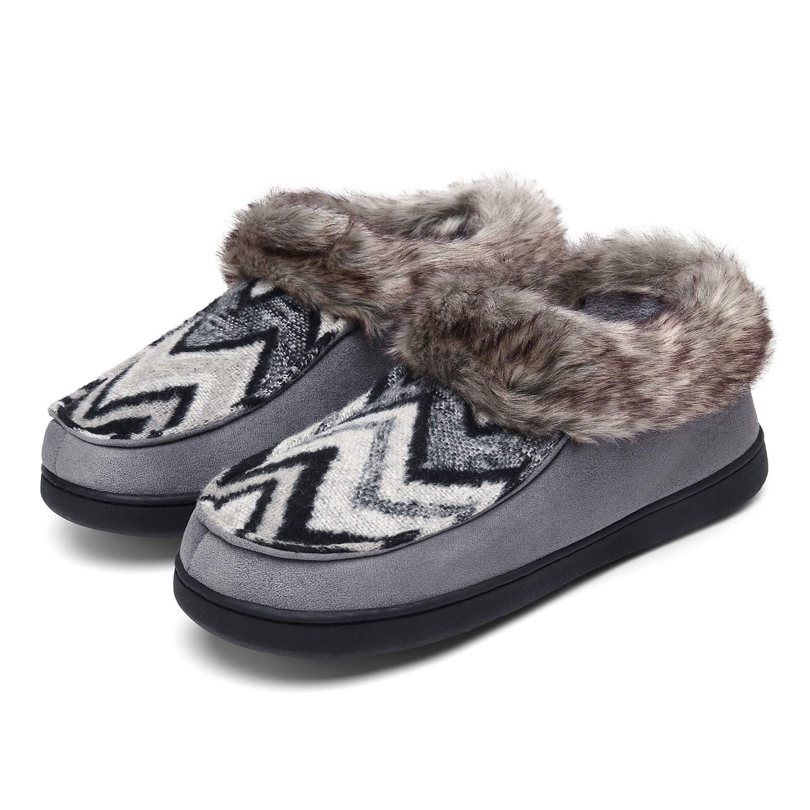 Mishansha Women's House Shoes Memory Foam Suede Moccasin Slippers Winter Warm Fleece Lined Home Shoes with Anti-Skid Rubber Sole