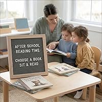 Vista 8 de C CRYSTAL LEMON Tablero de letras de fieltro de 10 x 10 pulgadas, 336 letras, números y símbolos, tablero de mensajes gris con marco de madera