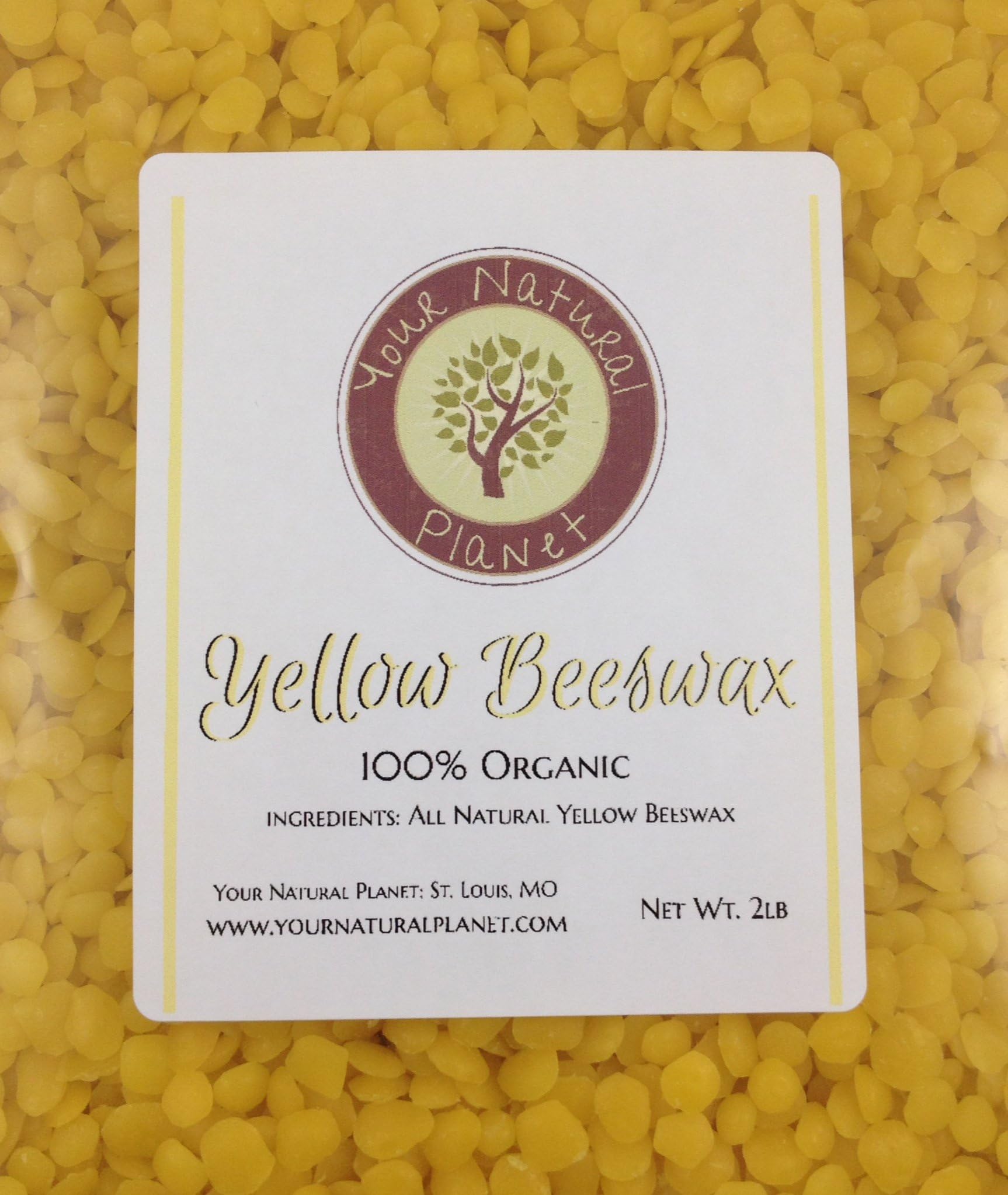 Natural Planet Beeswax Pellets-2lb 100% Organic-Tested and Certified Organic*- Must Have Item for Many Different Projects- Including Lotions, Salves, Body Butters, Deodorant, Lip Balm, Candle Making and Furniture Polish-Yellow, 2lb