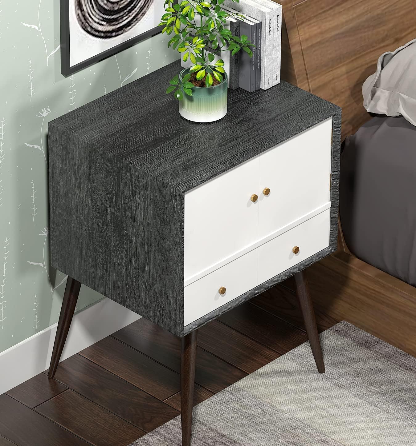 AbaBoorty Black Gray Wood Grain Contact Paper for Cabinets Desk Wood Wallpaper Self Adhesive Peel and Stick Wallpaper Removable Wood Paper Drawer Shelves Kitchen Countertops Cupboards 15.8"x78.8"