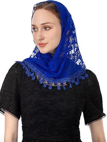 Miniatura 4 de Wgior Velo triangular para iglesia Capilla de encaje católica masiva bufanda para cubrir la cabeza para mujer
