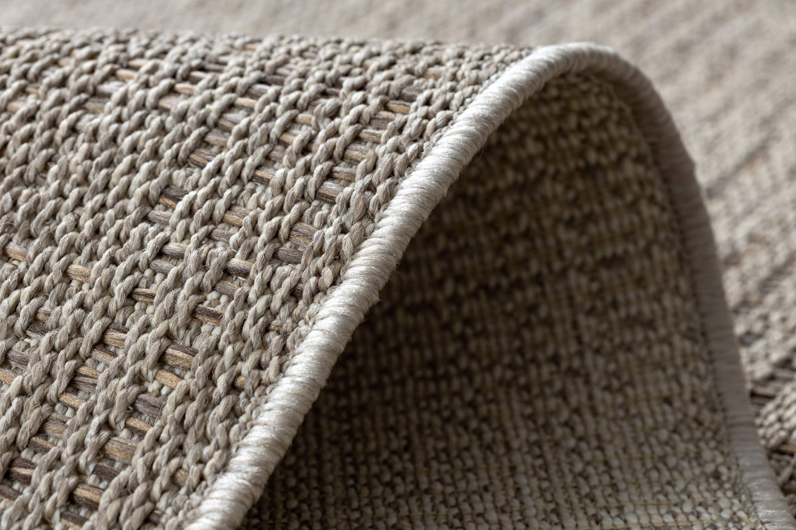 Tapis Moderne SISAL Boho Intérieur & Extérieur Tissage À Plat Haute qualité pour Chambre, Terrasse, Balcon, Cuisine, Beige 80x150 cm