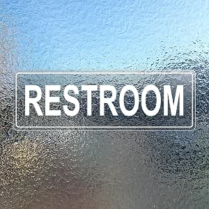 Restroom Sticker Sign Vinyl 9 x 3 Inch 5 Pack