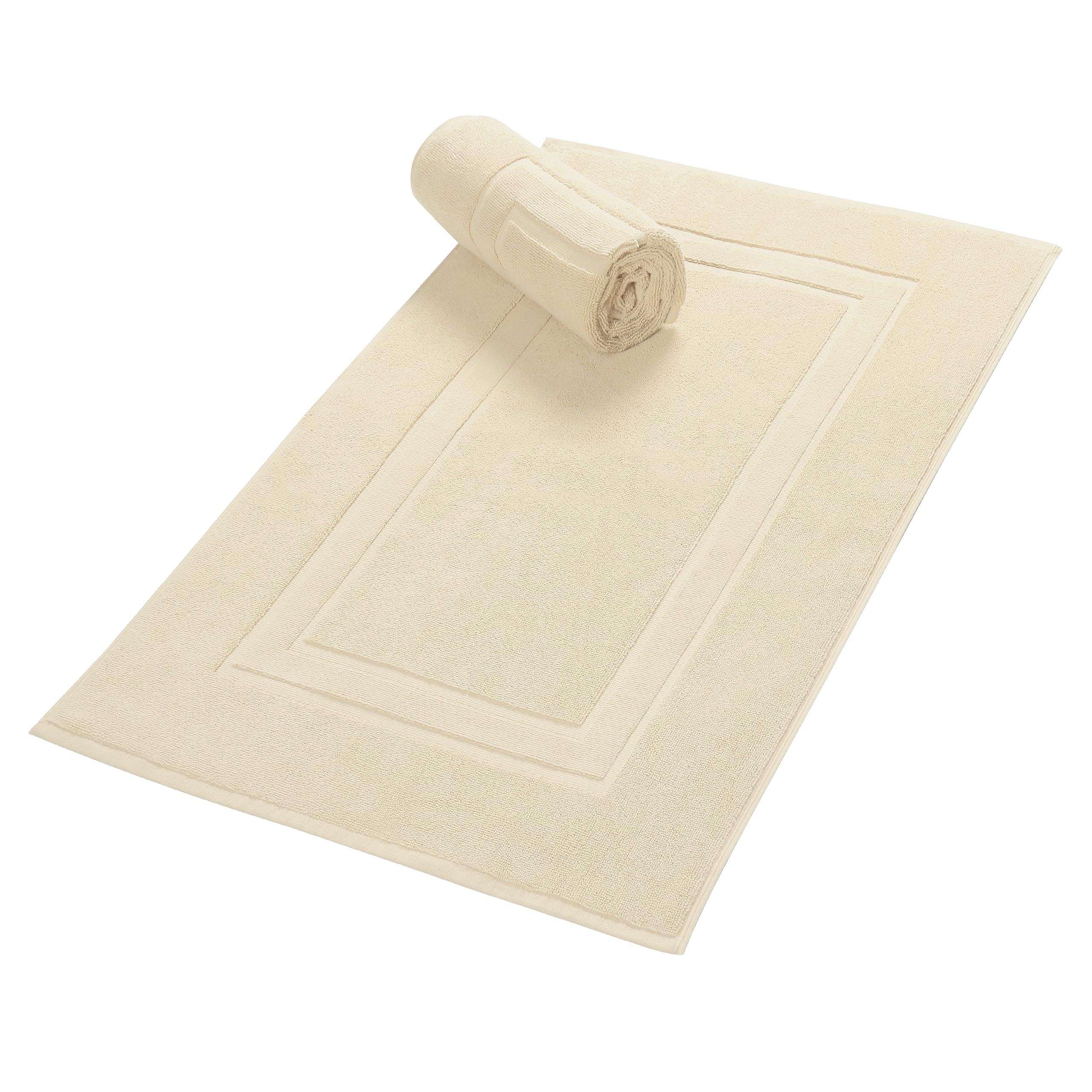 Premium Cotton 20x32 inch 2-Pack Bath Mats - 100% Ringspun Cotton - Luxury Hotel & Spa Quality - 800 GSM - Durable Soft Highly Absorbent - Machine Washable - Ivory