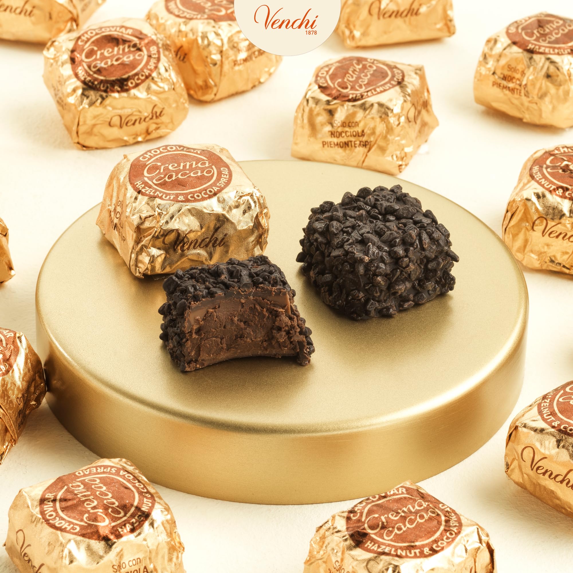 Venchi – Chocoviar Crème Kakao, 1 kg – Pralinen mit Streichcreme aus IGP-Piemont Haselnüssen – Glutenfrei