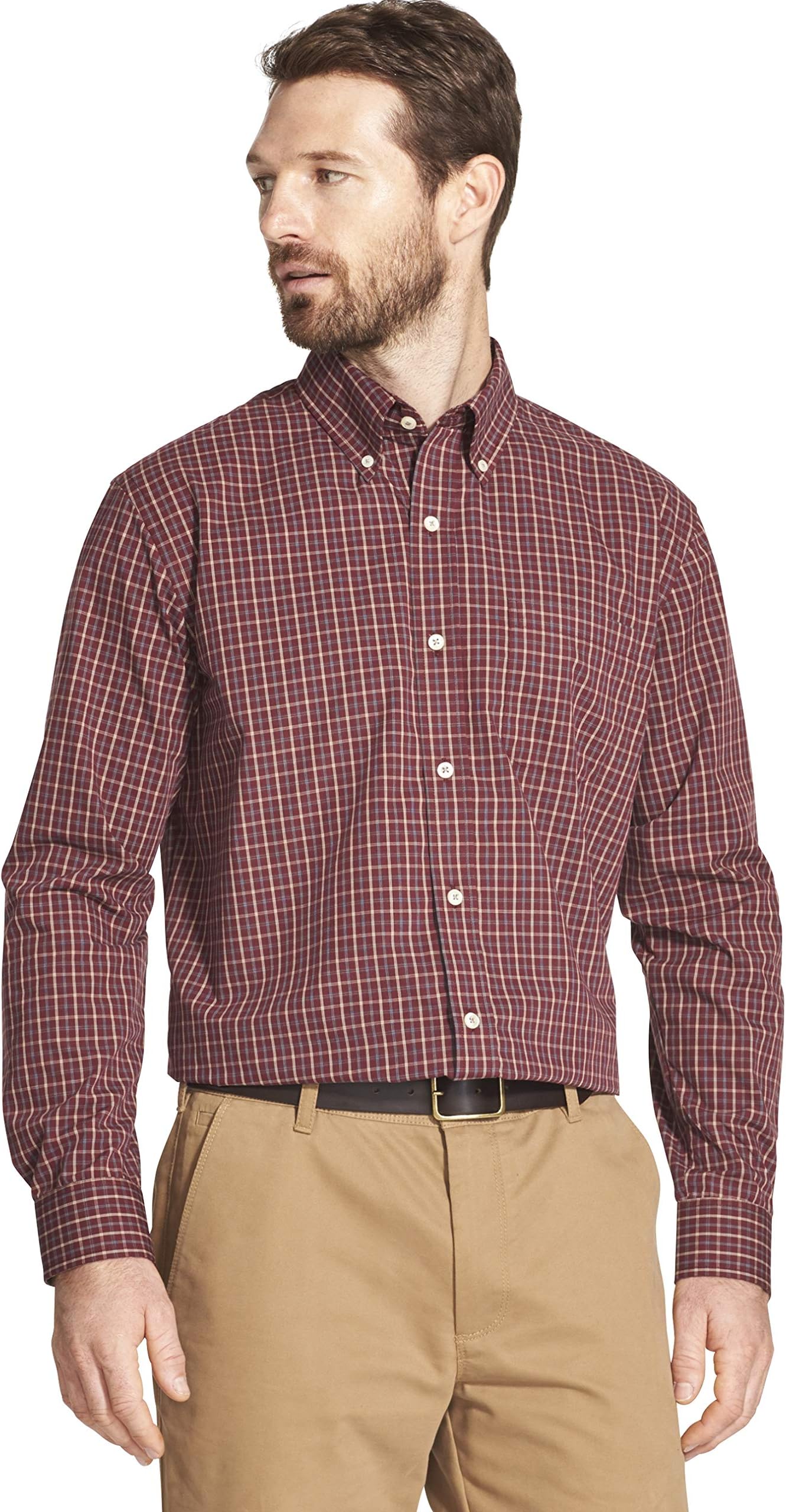 ArrowMen's Long Sleeve Plaid Hamilton Shirt Button Down Shirt