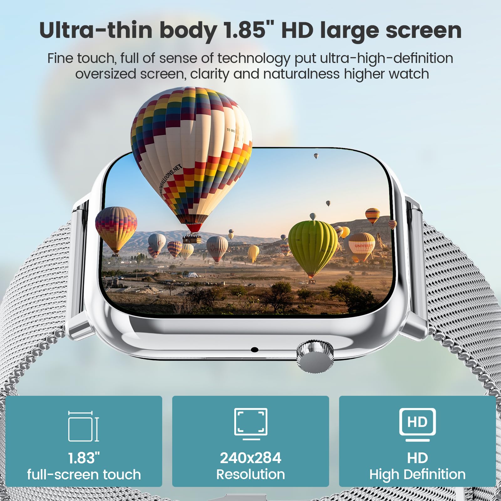Loekneue smartwatch donna chiamate Bluetooth 5.0 con funzione telefonica, ciclo mestruale, smartwatch SpO2, monitoraggio del sonno, orologio da polso IP67, monitoraggio fitness, contapassi, Android