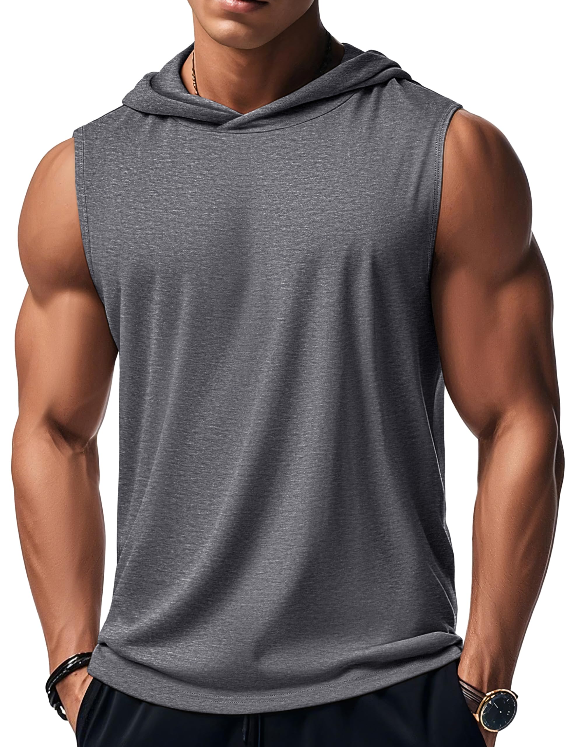 MAGCOMSEN Mens Tank Top Sleeveless Hoodie Cotton T-Shirt Summer Casual Shirt Muscle Tee