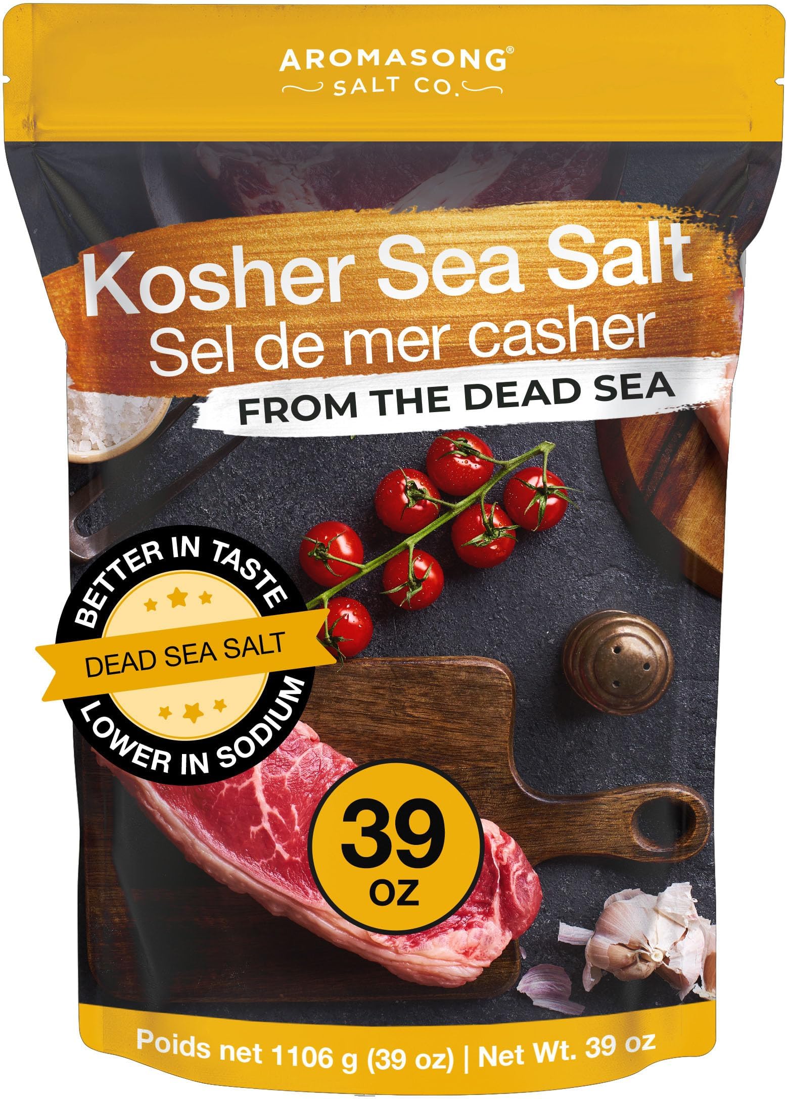 100% Natural Sea Salt, Kosher Salt Grain, Large Bulk 2.43 Lb Resealable Bag, All Natural, Unrefined, Gluten Free, Grinder Refill, Sea Salt for Daily Cooking or To Use as Pickling Salt, Packaging May Vary