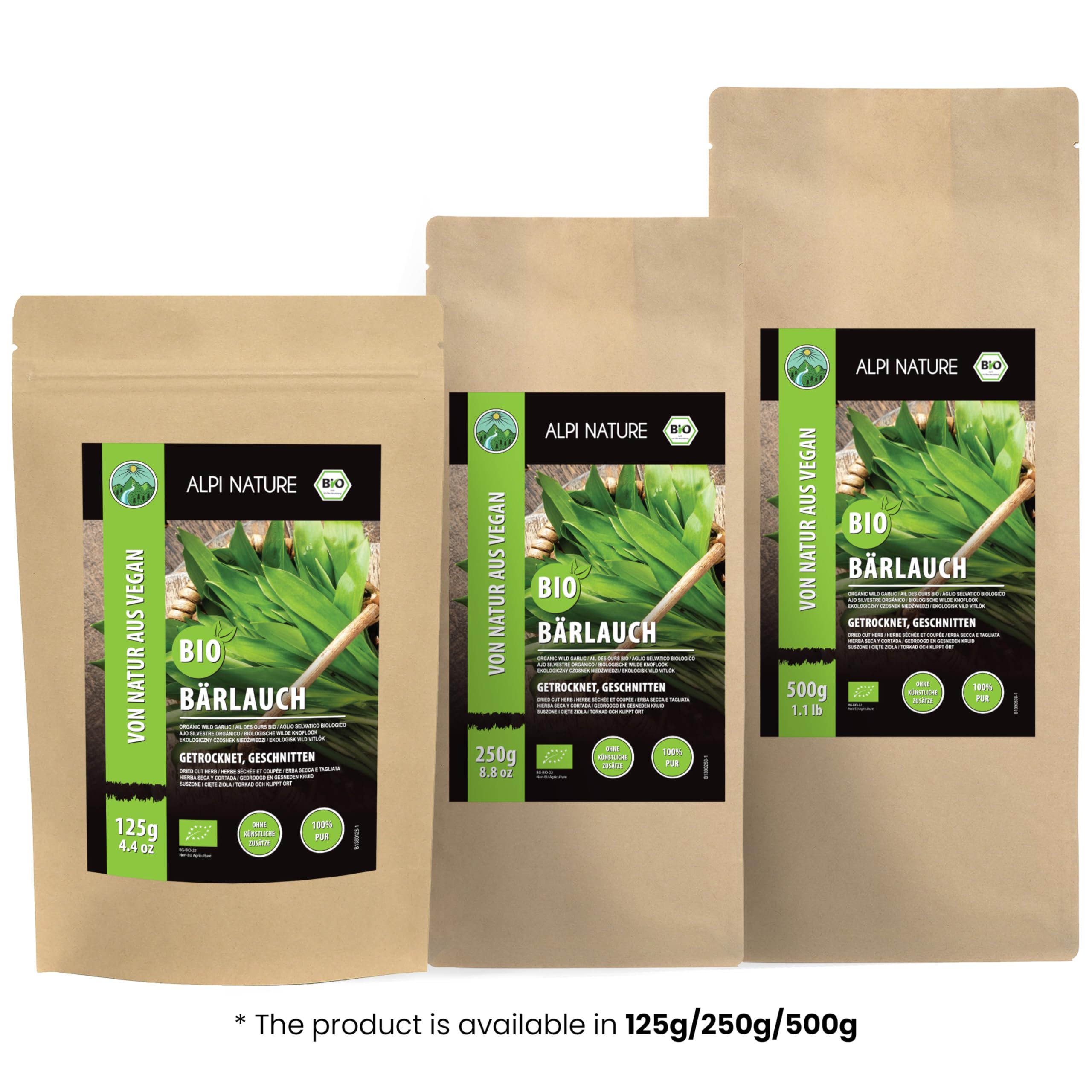 Alpi Nature Ajo Silvestre Orgánico 125g, Hojas de Ajo Silvestre Secas y Picadas para Cocinar