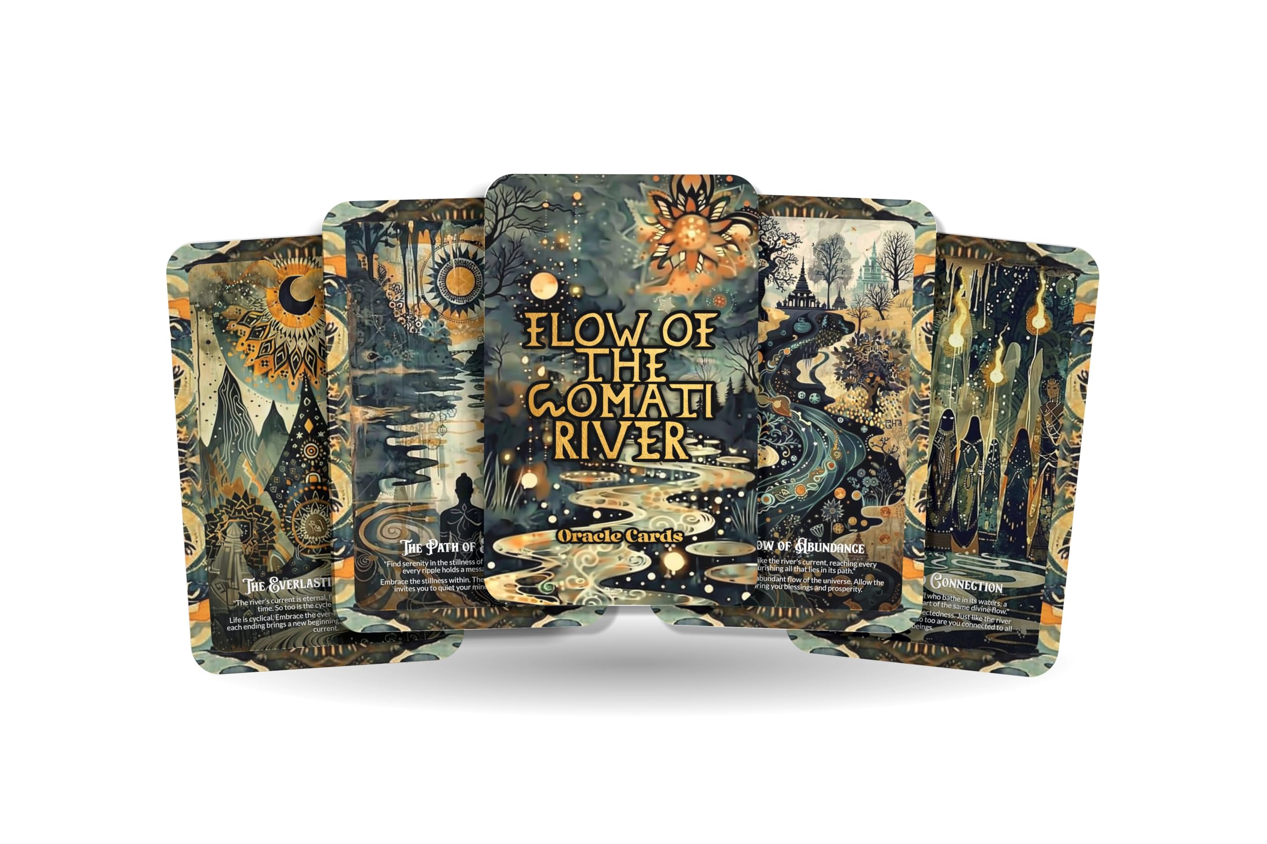 Ibiza Tarot Flow of The Gomati River Oracle Cards – 22 Cards Water Element Deck for Emotional Healing & Transformation