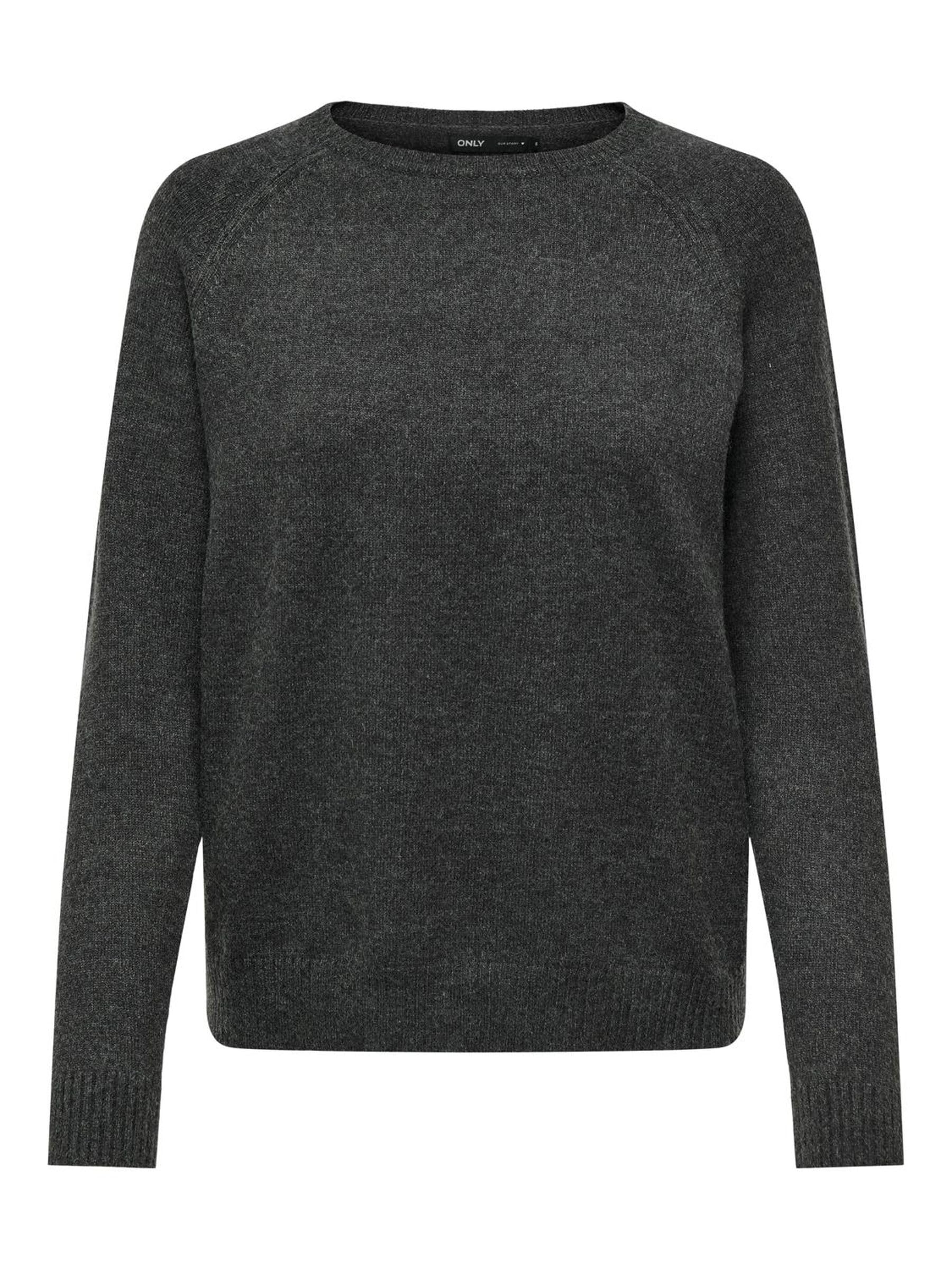 ONLY A/S Women's Onllesly Kings L/S KNT Noos Jumper Pullover Sweater, Dark Grey Melange, S