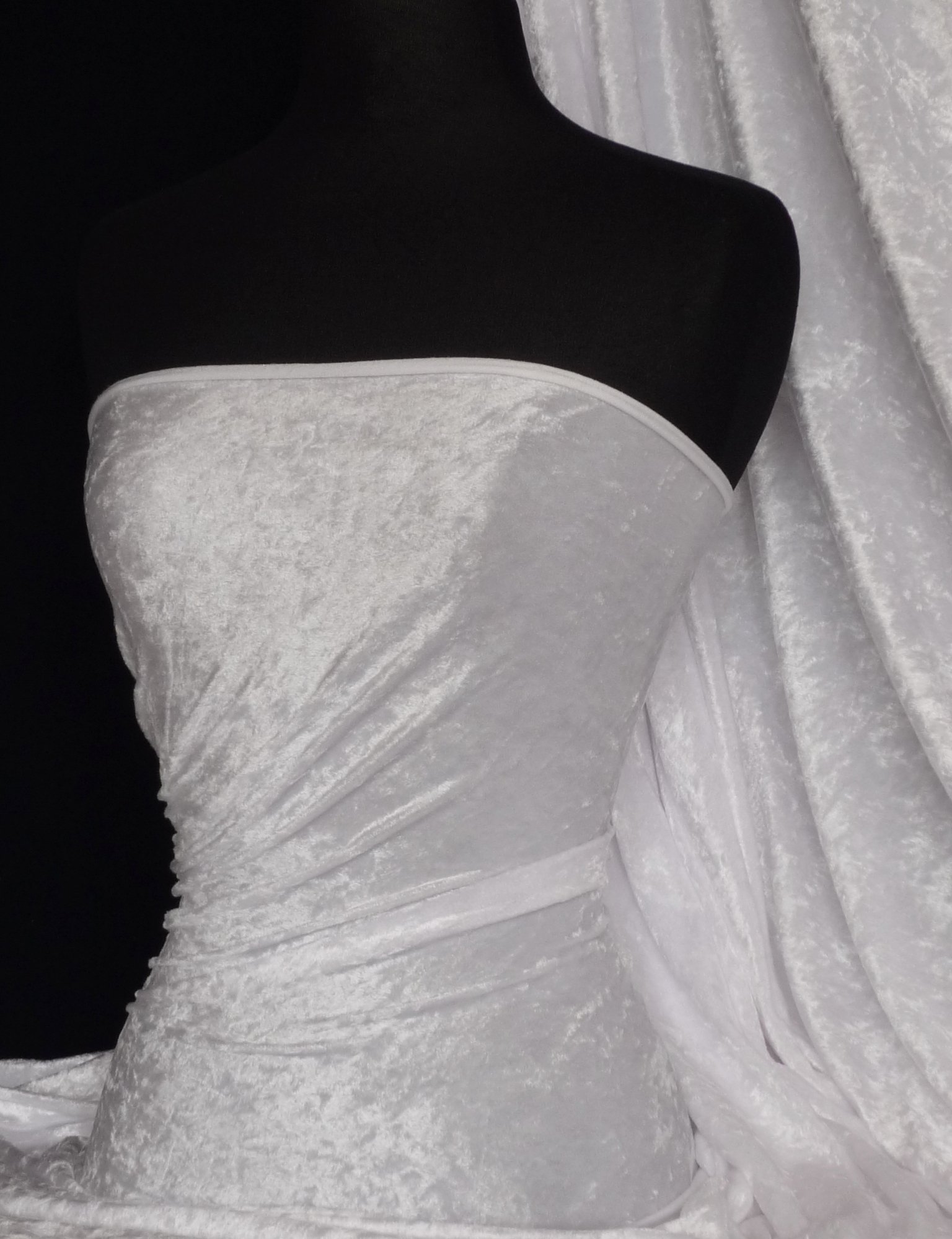 white crushed velvet dress