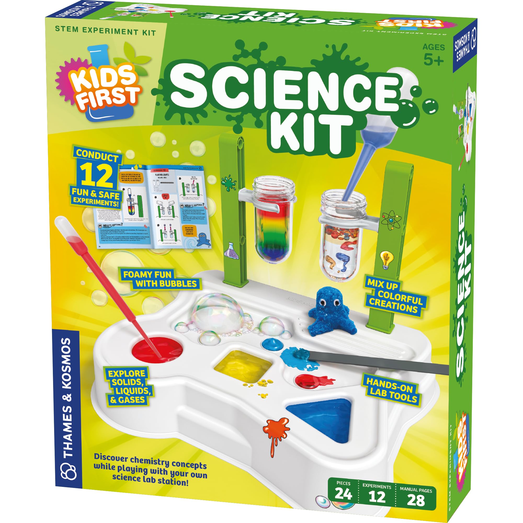 Thames & Kosmos First Science Kit für Kinder, STEM-Lernen, Einführung in die Chemie für Kinder ab 5 Jahren, sichere und pädagogische Laboreinrichtung mit über 20 langlebigen Werkzeugen, 12