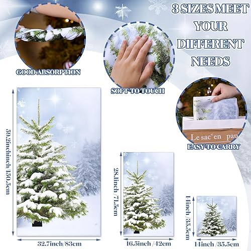 Miniatura 3 de Juego de 3 toallas de baño con árboles de Navidad, toallas de mano con copos de nieve, toallas de baño para árbol de Navidad, toallas de cocina de
