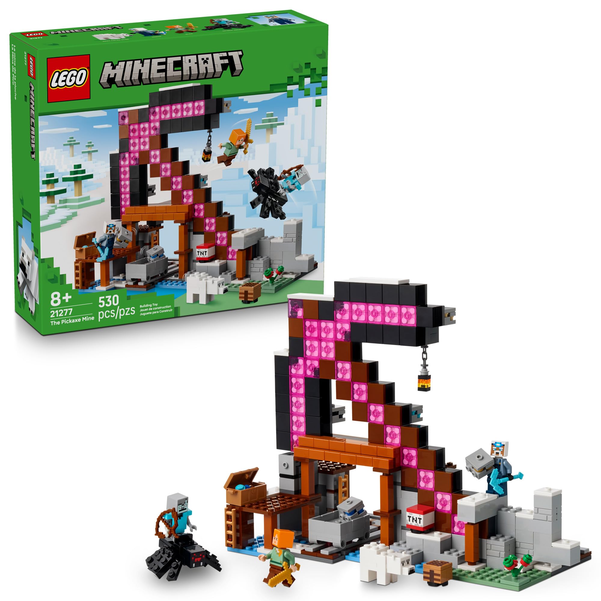 マイクラ Amazon.com: LEGO Minecraft The Pickaxe Mine Kids Toy - Building