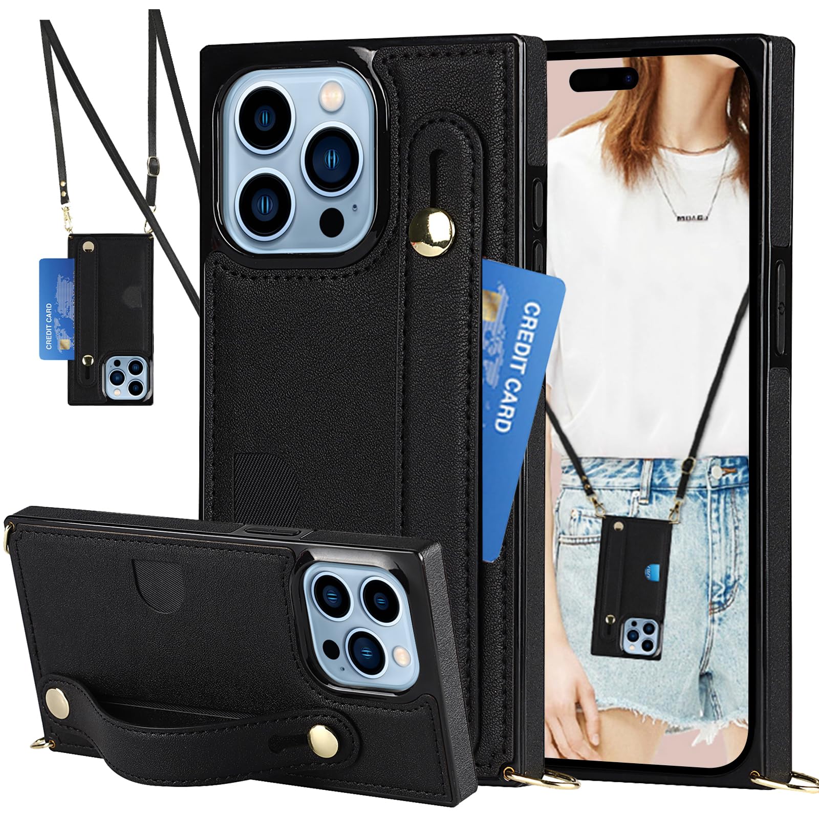 CCSmall for iPhone 16 Pro Max Crossbody Case with Card Slot Holder