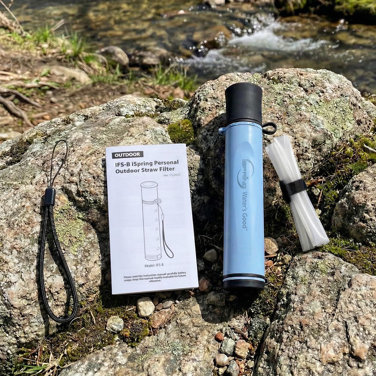 iSpring IFS-B Filtro Acqua a Cannuccia, Filtro Sostituibile. Rimuove Micro-Organismi e Piombo. Testato SGS, Senza BPA. Purificatore Acqua Ultraleggero per Emergenze, Sopravvivenza, Escursionismo