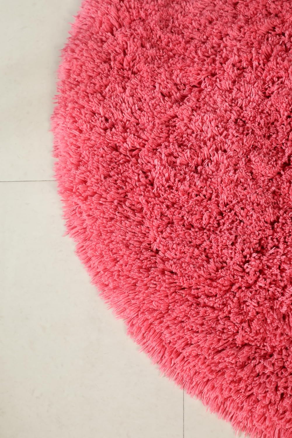 SHIKARA Bathroom Rug Non Slip Bath Mat for Bathroom (36x36, Hot Pink) Water Absorbent Soft Organic Cotton Shaggy Bathroom Mat Machine Washable Bath Rug, Thick Plush Rugs for Shower